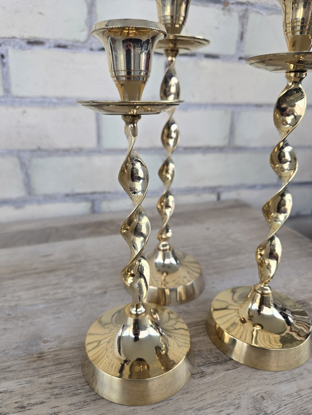 Twisted Brass Candle Holders - Picture 3 of 5